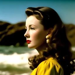 Vivien leigh A golden curtain above the sea, wind blowing