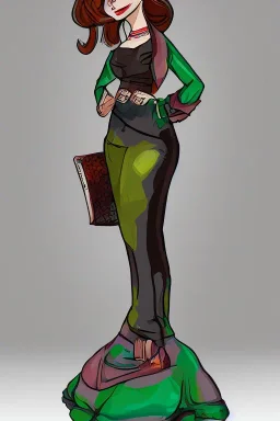 Portrait lady, full body shot, full-color long shot Rockcore