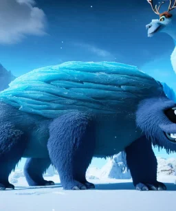 A giant frozen creature ,midjourney style, 8k, photorealistic, cinematic lighting, dramatic, atmosphereric,