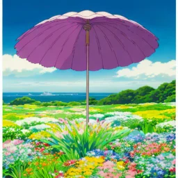 Surreal Waiizii Flower under a glass sculpture unbrella, Art by Joshy Sly,