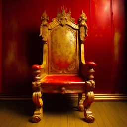 trono rosso e oro, borbonico napoletano , sopra versati vernice giallo ocra e rosso terra