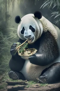 Panda eating