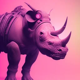 A beautiful portrait of a cyborg rhino pink neon color scheme, high key lighting, volumetric light high details psychedelic background