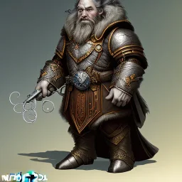 D&D character, paladin, dwarf, heavy armor, warhammer