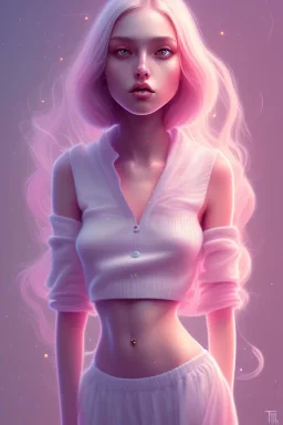 isometric clean art of super cute girl, soft lighting, soft pastel gradients, high definition,mixed media by Tim Burton