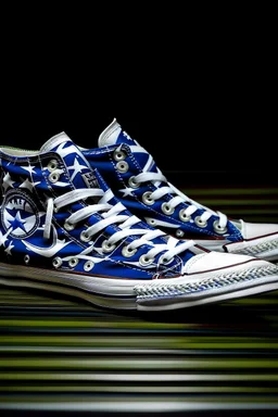 A converse sneaker, covered in Dallas cowboys theme