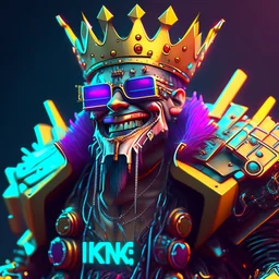King cyberpunk cheerful 3D