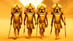 Pharaoh soldiers emerge from inside leather bags