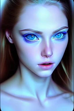 Sexy woman with blue eyes hyper realistic photo portrait