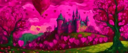 A magenta kingdom with hearts painted by Vincent van Gogh