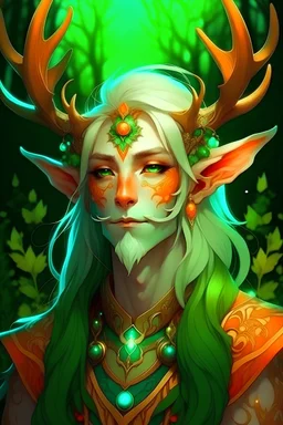 green hair, elf