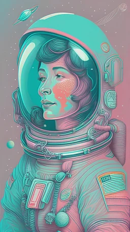 detailed, astronaut, portrait, retro, illustration, pastel colors