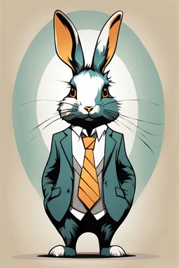 Generate a high-resolution image of a unique and whimsical creature called a "YABBIT." The YABBIT is a gender-neutral rabbit with a playful twist. Picture this extraordinary creature dressed in a slightly disheveled business suit, adding a touch of quirky charm to its appearance. The YABBIT stands upright, holding a sign in its paw that reads, "Yeah, but..." The sign is prominently displayed, drawing attention to the YABBIT's ability to question and challenge conventional ideas. The YABBIT's exp