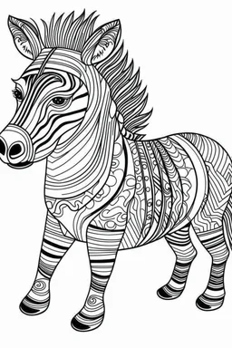 outline art for cute zebra coloring pages with caves, white background, sketch style, full body, only use outline, mandala style, clean line art, white background, no black shadows and clear and well