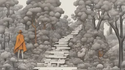 Michelangelo's forest, non-objective mode, style combining abstract art with Dadaism, patches, black lines, surrealism style