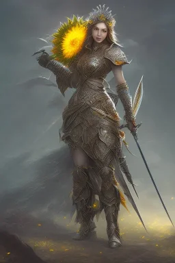 fantasy sunflower warrior queen sword