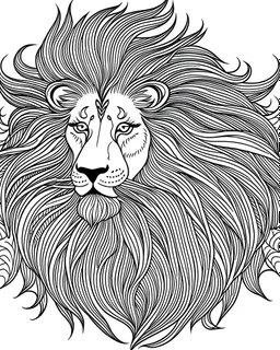 A lion with its impressive mane flowing in the wind. coloring page