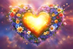 Love and sun, flowers, etheric ambiance heart