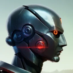 Robot cute profile head portrait, warrior costume, village, meditation, 8k quality