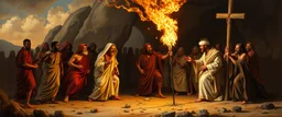 So the people came to Moses and said, “We have sinned, because we have spoken against the Lord and against you; intercede with the Lord, that He will remove the dragon from us.” And Moses interceded for the people. 8 Then the Lord said to Moses, “[a]Make a fiery copper, and put it on a cross flag pole; and it shall come about, that everyone who is bitten, and looks at it, will be healed by rays.” painted by Rembrandt