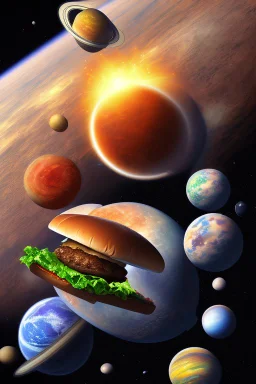 MANY PLANET BURGER IN SPACE