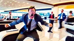 security denying man having a tantrum from airport lounge