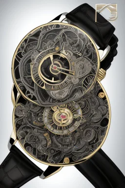 Black wristwatch decorated with ester flower