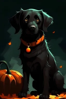 graphic Halloween, black dog, furry