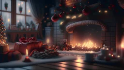 Cosy Christmas theme, magnificent, Realistic photography, incredibly detailed, ultra high resolution, 8k, complex 3d render, cinema 4d.