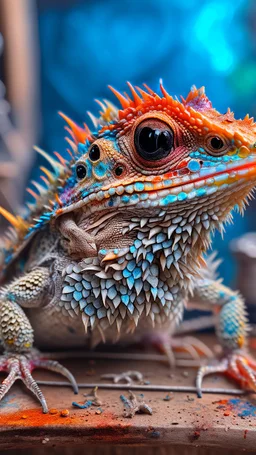 A Lizard head with hedgehog body