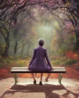 park mystical dream, park bench, man, woman, child, dog, trees, path, bird, sunshine, mystical, fantasy, romanticism, pastel colors, daylight, daytime, acrylic painting, detailed, soft focus,