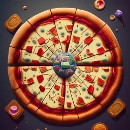 100mm photo of isometric floating island in the sky, surreal pizza with pizza, intricate, high detail, behance, microworlds smooth, macro sharp focus, centered