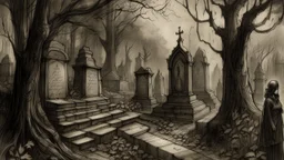 His charcoal sketches whispered stories, like the rustling of leaves in an ancient graveyard.