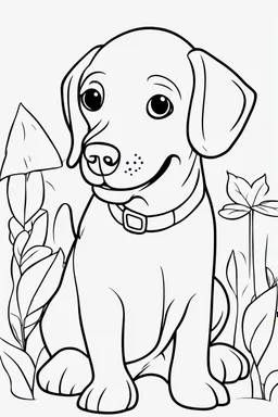 coloring page for kids, dog, thick outline, low details, no shading, no color