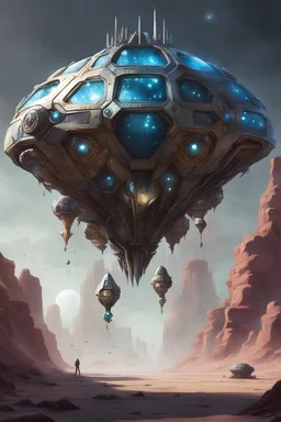 non-euclidian giant jewels mutant lifeform spaceship