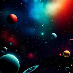 Outer space background full of planets and stars