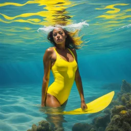 pacific yellow swimming woman