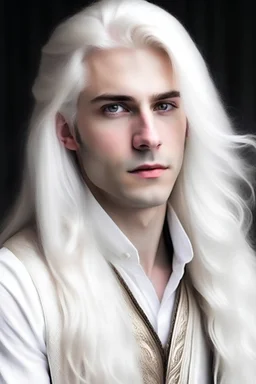 a beautifully prince with long white hair