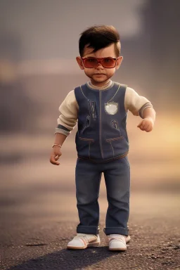 Virat Kohli toddler, dramatic lighting, hyper-realistic, full body, delorean