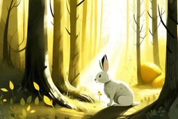It’s a sunny morning in a forest. The bunny sees the vixin, who looks sad. The vixin fell into a thorny bush whike playing.