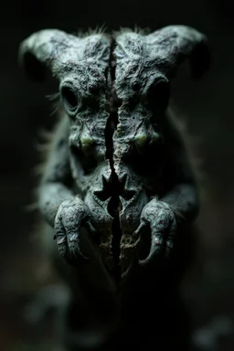 a blurry, haunting image of a creature splitting in half