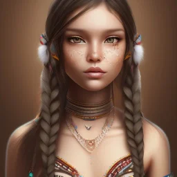 Native American girl, cute, beautiful, long hair, brown eyes, black hair, smiling