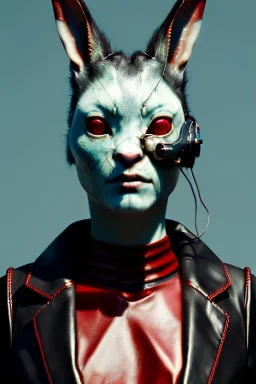 Medium Close Up Portrait, Front image. cyberpunk, rabbit mask, asian woman, titanium hair. Latex suit. white, red, color. Yakuza style. Color background, photo studio. Avatar image, highly detailed, concept art, smooth, unreal engine 5, ray tracing, RTX, lumen lighting, ultra detail, volumetric lighting, 3d, finely drawn, high definition, high resolution.