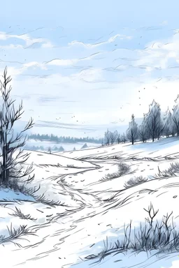 winterlandschaft in der es schneibt gezeichnet