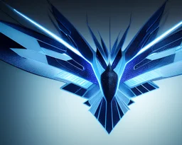 a detailed illustration of a dark blue phoenix sitting on a tree branch, luminescent body, glinting spread wings, realistic, soft and smooth glowing wings, soft feathers, macro lens, sharp focus, meticulously detailed, soft studio lighting, smooth blurred gradient evening sky background, 64k