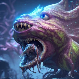 fluid ink angler fish creature, unreal engine 5, 8k resolution, photorealistic, ultra detailed