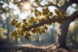 An oak branch, natural volumetric cinematic perfect light, 135mm, photorealistic, no bokeh, good depth of field, award winning photo, beautiful composition, 16k, HDR, sharp focus, masterpiece