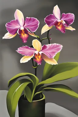 adults oil painting of an orchid style=oil painting, no outline , splashes of colors