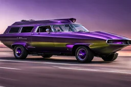 a military fighter jet station wagon hybrid purple paint job metallic