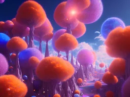 orange and blue crystal cosmic and galactic ambiance hill sky sunny flowers trees landscape, full of details, smooth, bright sunshine，soft light atmosphere, light effect，vaporwave colorful, concept art, smooth, extremely sharp detail, finely tuned detail, ultra high definition, 8 k, unreal engine 5, ultra sharp focus